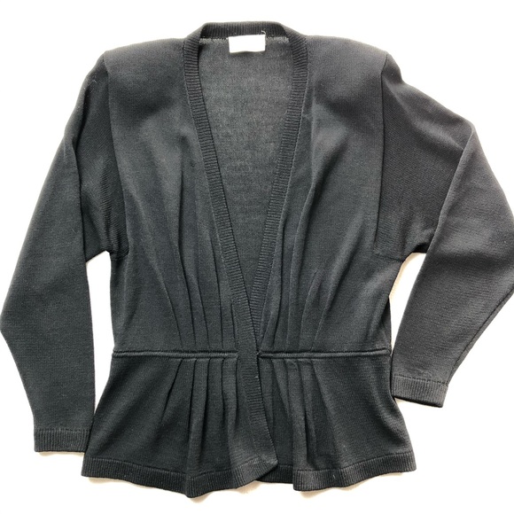 St. John Knit Pleated Peplum Jacket Black